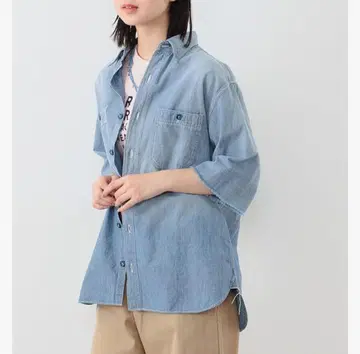 Buzz Rickson's x BEAMS BOY 샴브레이 컷오프 셔츠