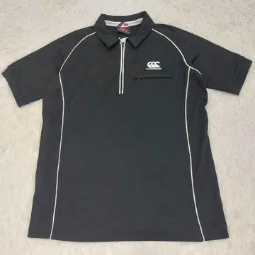[ 새상품 ] Canterbury 하프 지퍼 피케 셔츠 블랙 L 사이즈