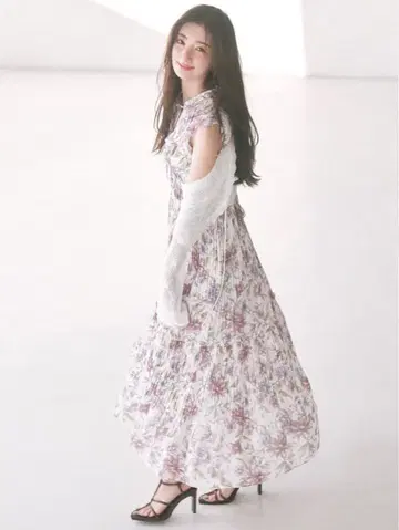 SNIDEL 플리츠 프린트 원피스 0사이즈