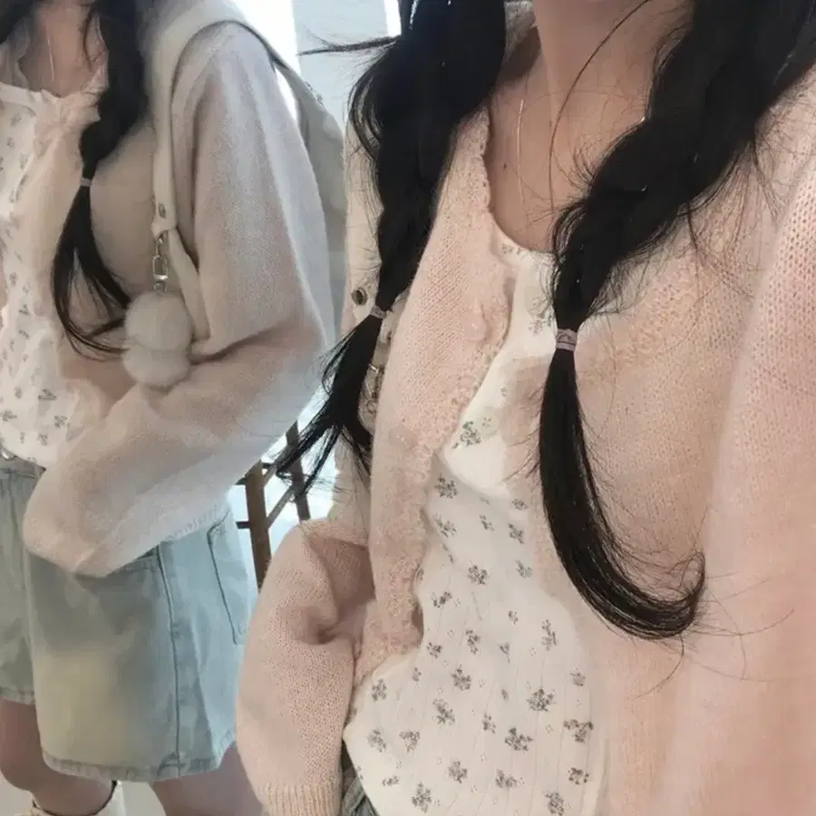 에이블리) 미니포에 프루티 가디건 (핑크)