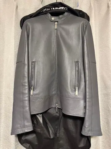 DSQUARED2 가죽 라이더 자켓 그레이