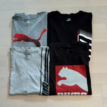 PUMA 반팔 T셔츠 남성용 4장 세트 스포츠 M L XL 블랙 그레이