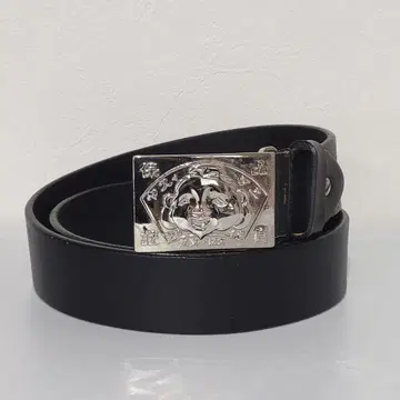 레어 EVISU 에비수 가죽 벨트 갓 헤드 메탈 버클 블랙 L
