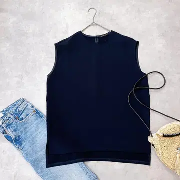 미즈이로 인드 슬리브리스 폴리에스테르 네이비