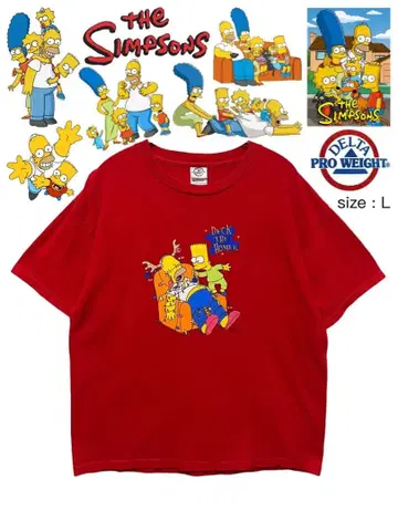 The Simpsons T셔츠 L 빨간색 USA 구제 의류