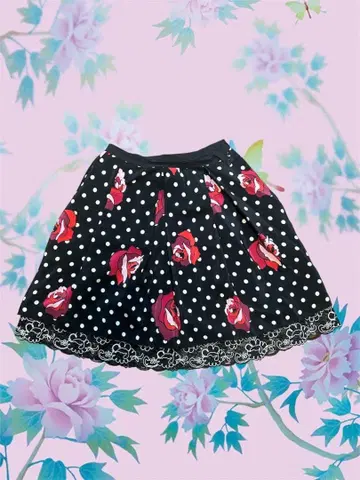 ANNA SUI 미니 스커트 도트 무늬 로즈 패턴 사이즈 2