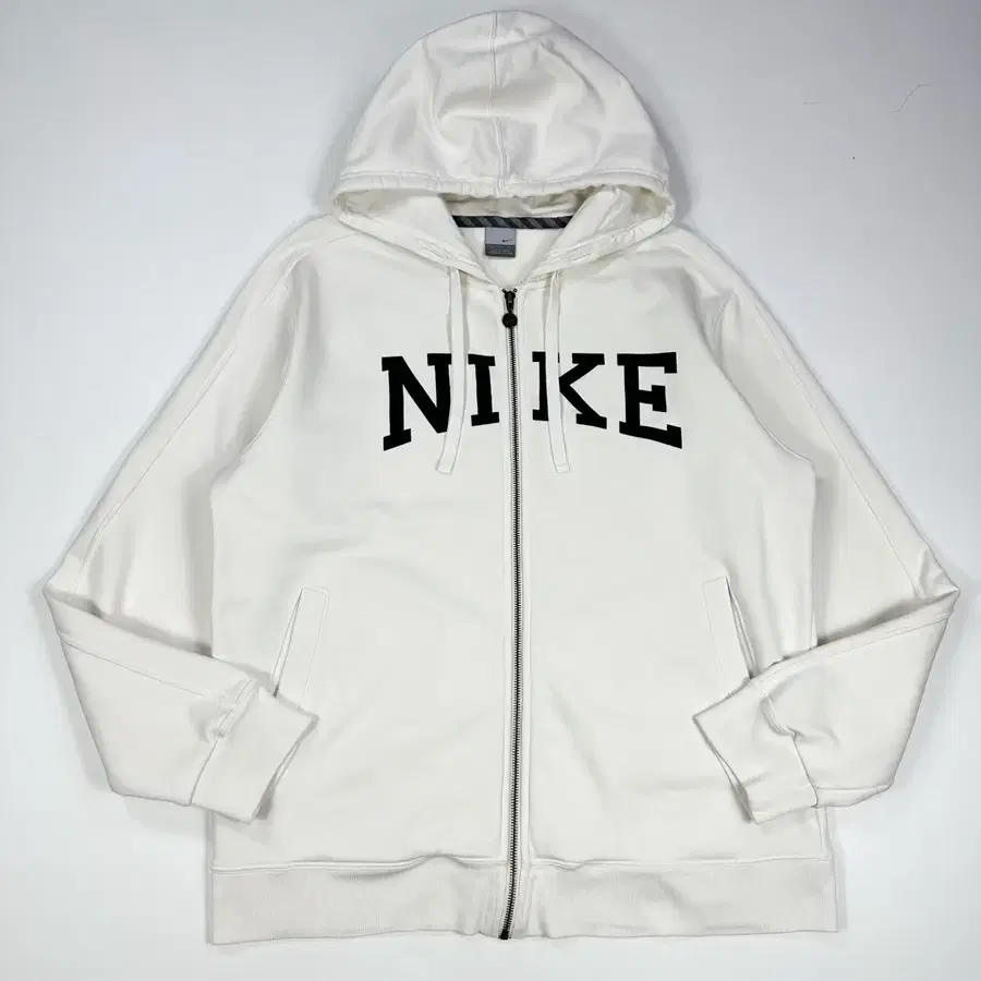(XL) 00s 나이키 올드스쿨 오버핏 후드집업 화이트