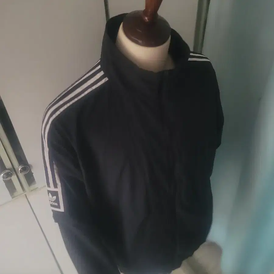 아디다스 삼선 트레이닝 하이넥 바람박이 자켓 블랙 2XL