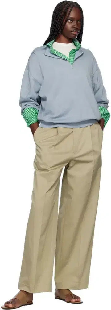 auralee WASHED FINX CHINO ONE-TUCK PANTS