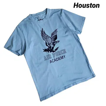 Houston 플로키 프린트 면 100% T셔츠 스카이블루 85626