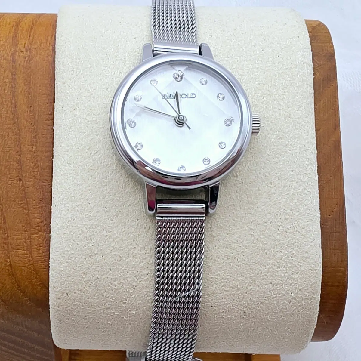 <미니골드> 뿌까 큐티 트윙클 메탈 매쉬 밴드 여성 시계 23mm W201MWWH