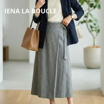 IENA LA BOUCLE 이에나 라 부클 랩 스타일 린넨 스커트 그레이