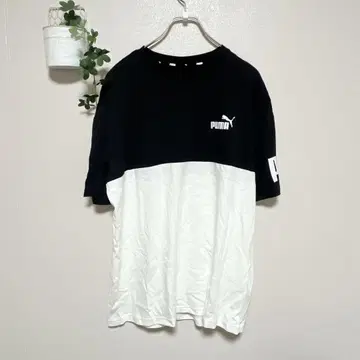 푸마 남성용 반팔 T셔츠 모노톤 L 사이즈 코튼 택 포함