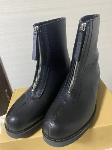 PADRONE 프론트 지퍼 가죽 부츠 블랙