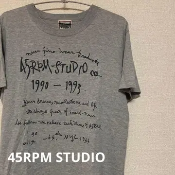 45RPM STUDIO 프린트 T셔츠 손글씨풍 그레이 90s 일본제