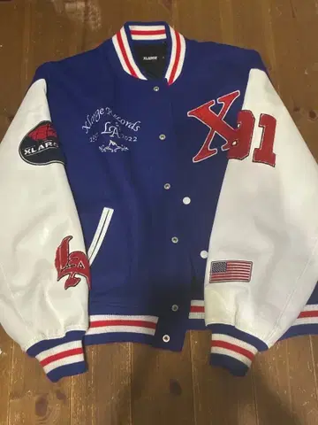 Xlarge 바시티 자켓 L 파랑 빨간색