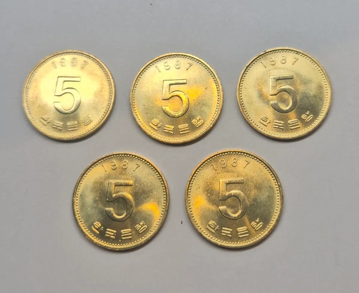 1987년 5원 동전 5개 일괄