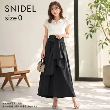 새상품급 SNIDEL 사이즈 0 S 랩 스타일 롱 스커트 블랙 499