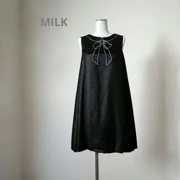 MILK 밀크 트롱프뢰유 벌룬 원피스 드레스 블랙 도트 빈티지