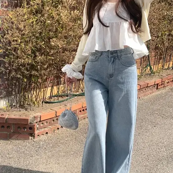 소녀레시피 와이드 데님 팬츠(S,연청)