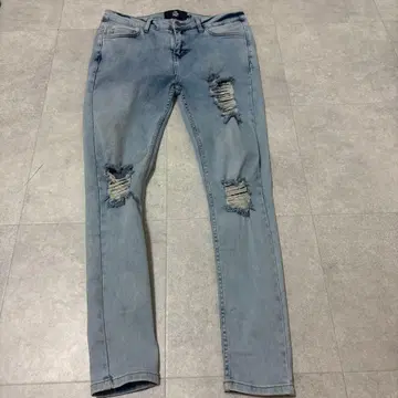 Sinners Attire 스키니 데님 데미지 가공 라이트 블루 34S