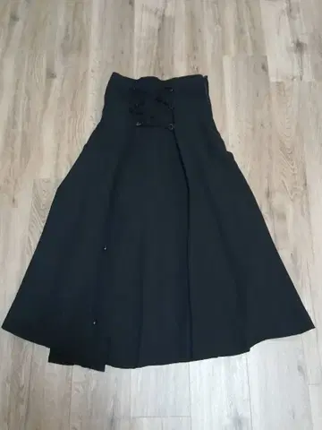 Sanline 사교댄스 레슨복 코르셋풍 레이스업 롱 스커트 블랙