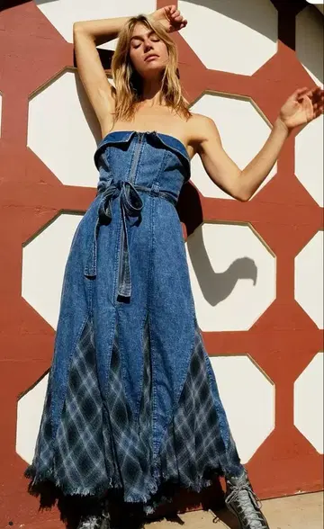 해외 셀렉 데님 맥시 원피스 Free People 완판 디자인