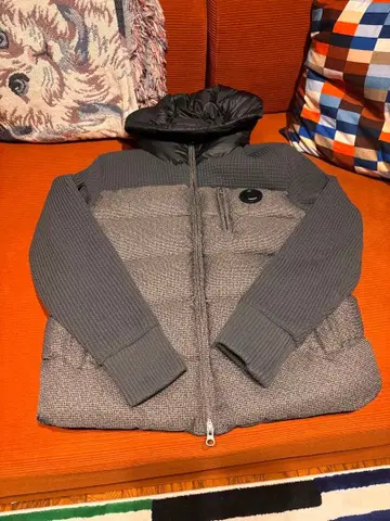 CP Company 다운 자켓 니트 절개 후드 부착