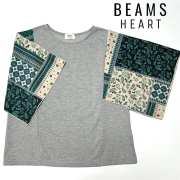 BEAMS HEART 스카프 소매 티셔츠 그린 프리 사이즈 빔즈