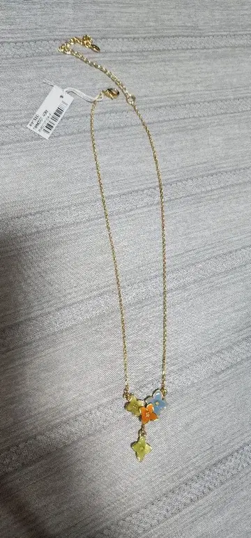 멀티 컬러 플라워 모티브 목걸이 골드 컬러