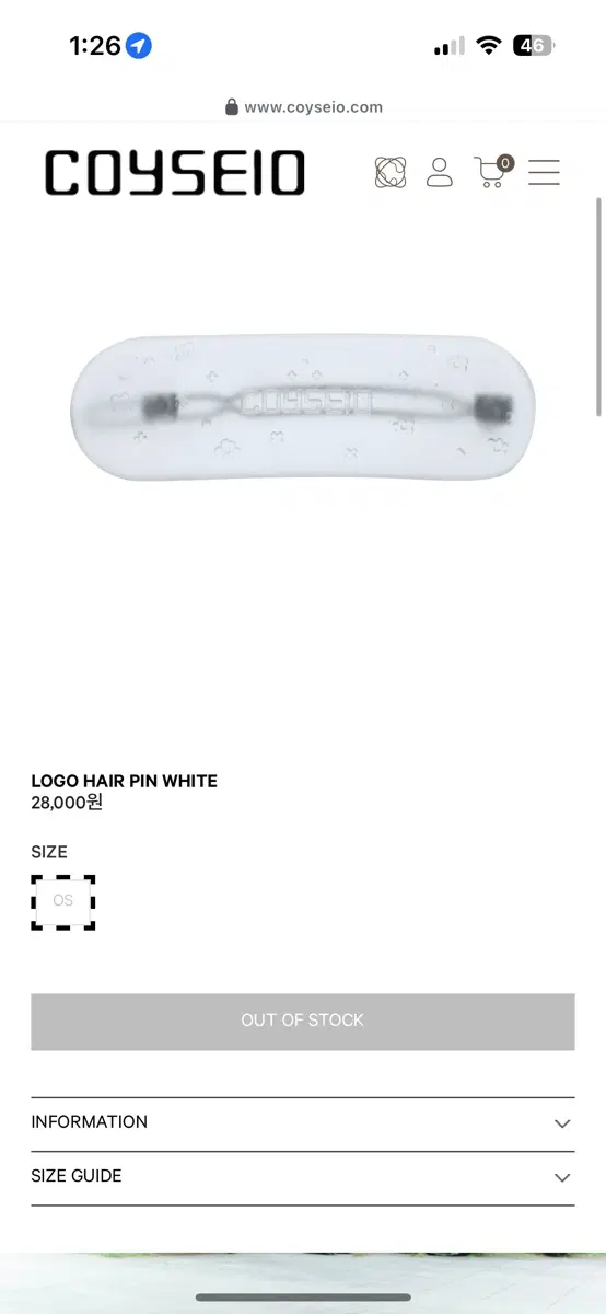 코이세이오 헤어 핀 화이트