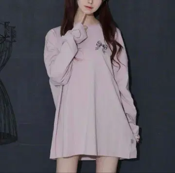 pium melty cake 오버 사이즈 롱 T셔츠 핑크