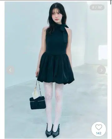 SNIDEL 벌룬 미니 드레스 블랙