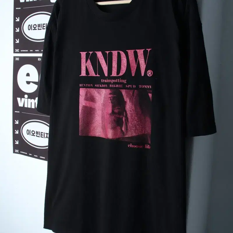 (L-XL) 케이엔드 반팔 티셔츠 오버핏 프린팅 블랙 스트릿-H34646