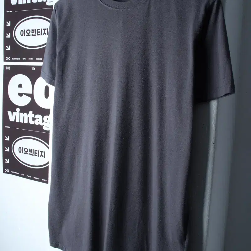 (L-XL) R=VB 알브이디 반팔 티셔츠 차콜 무지 올드스쿨-H3474