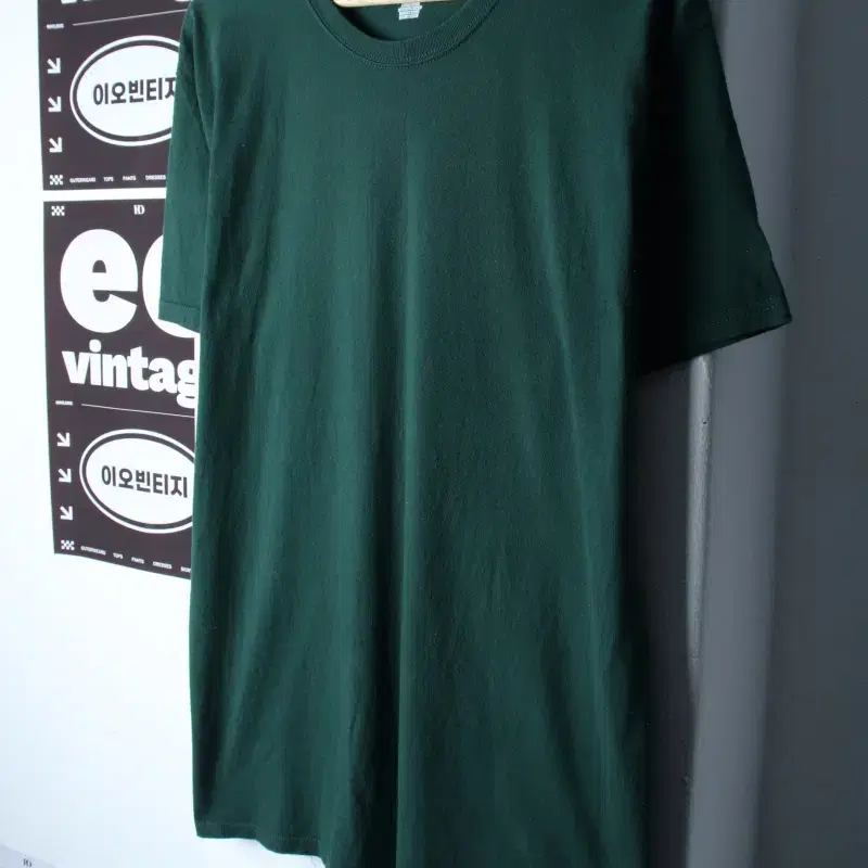 (L-XL) 챔피온 반팔 티셔츠 그린 무지 올드스쿨-H34766