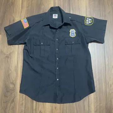 USA SECURITY 반팔 워크 셔츠 블랙 16.5