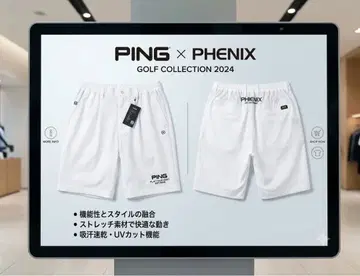 택 포함 새상품 PING 골프 하프 팬츠 화이트 M