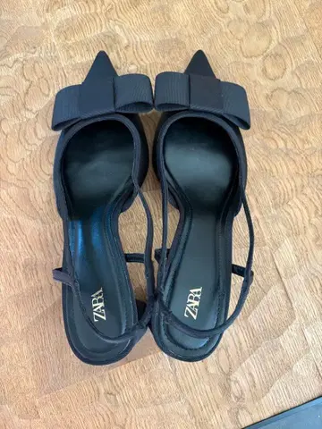 ZARA 리본 포함 슬링백 뮬 블랙 38