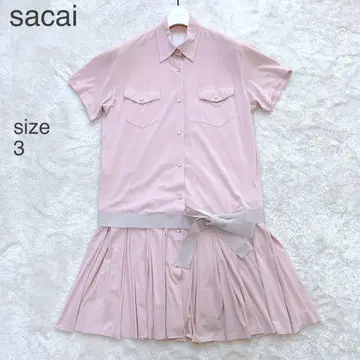 레어 sacai 사카이 웨스턴 플리츠 셔츠 원피스 리본