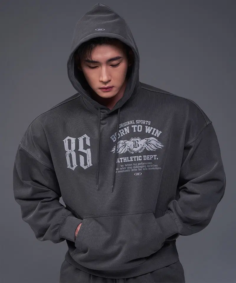 본투윈 85 피그먼트 오버핏 후드
