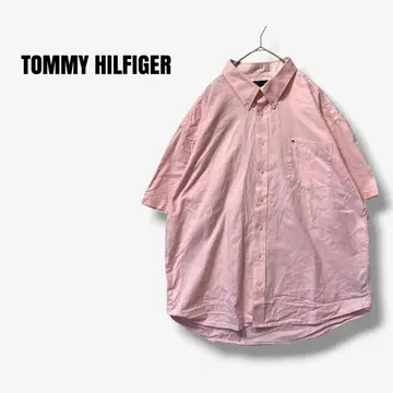y71126 타미힐피거 반팔 셔츠 핑크 자수 로고 빅 사이즈