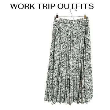 B0505 WORK TRIP OUTFITS 롱 플리츠 스커트 도트 데이트