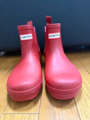 HUNTER 레인부츠 첼시 레드 여성용
