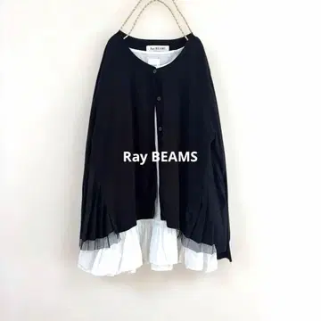 Ray BEAMS 백 플리츠 가디건 블랙