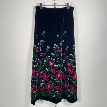 Japanese 80s 90s 빈티지 벨로아 롱 스커트 꽃무늬