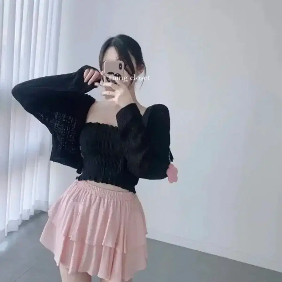 여름 크롭 검정 가디건