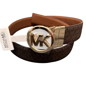 Michael Kors MK 로고 버클 올 패턴 가죽 리버서블 벨트 a