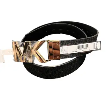 Michael Kors MK 로고 버클 올 패턴 가죽 리버서블 벨트 로고