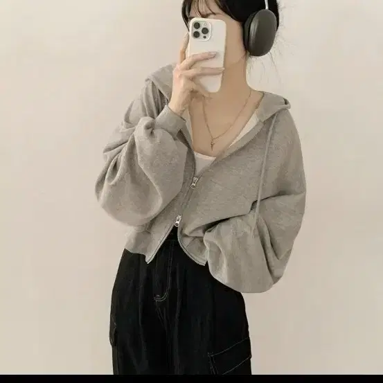 블랙 크롭 후드집업 판매해요